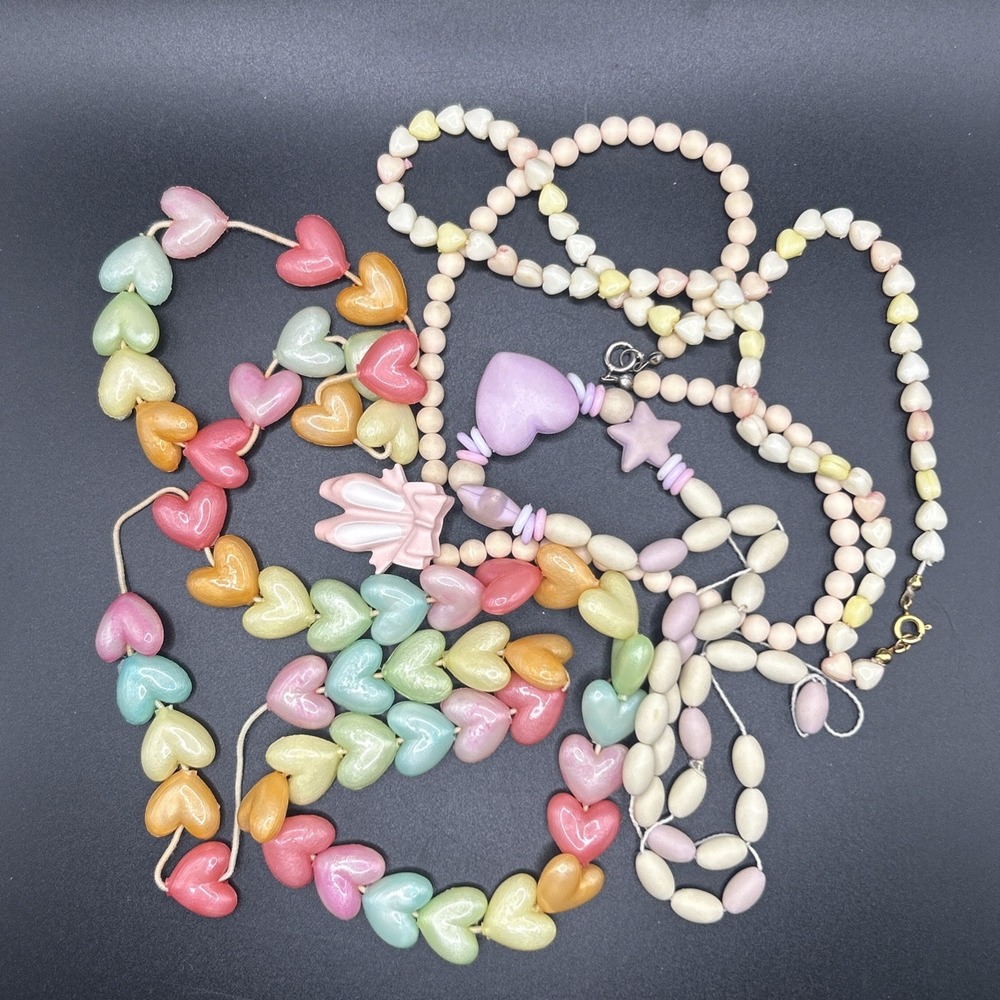 Vintage 1980s Plastic Heart Beads Charms Charm Retro Love The 80s Craft Supplies